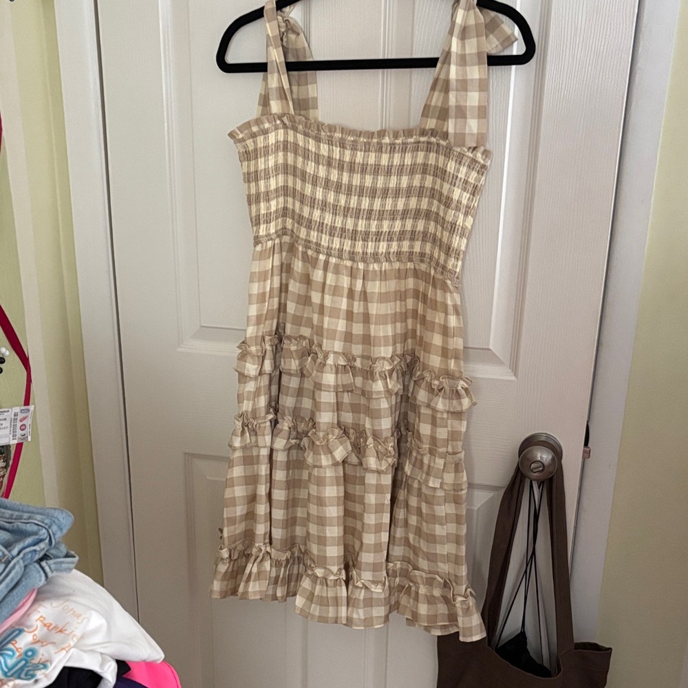 Checkered Tan Sundress